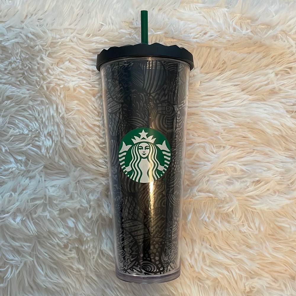 black design starbucks tumbler